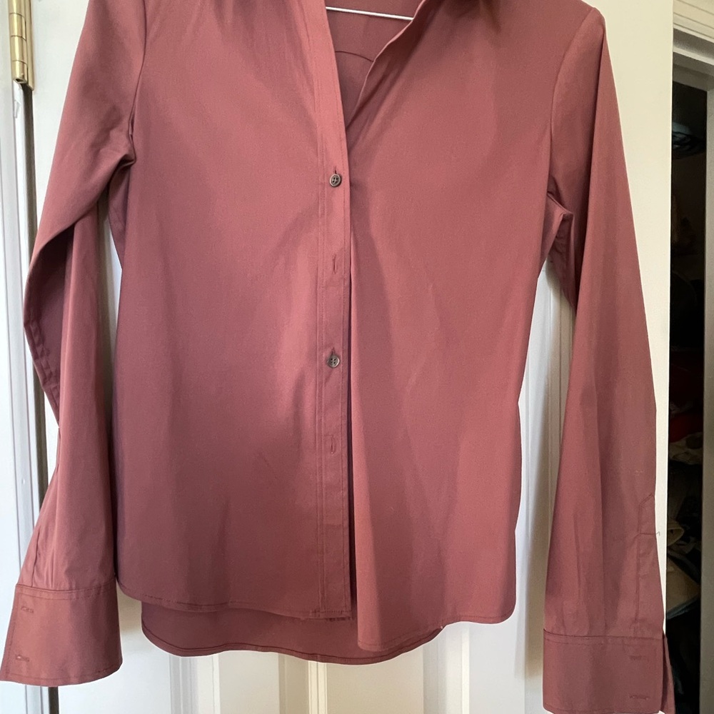 Theory Mauve Button-Up Blouse